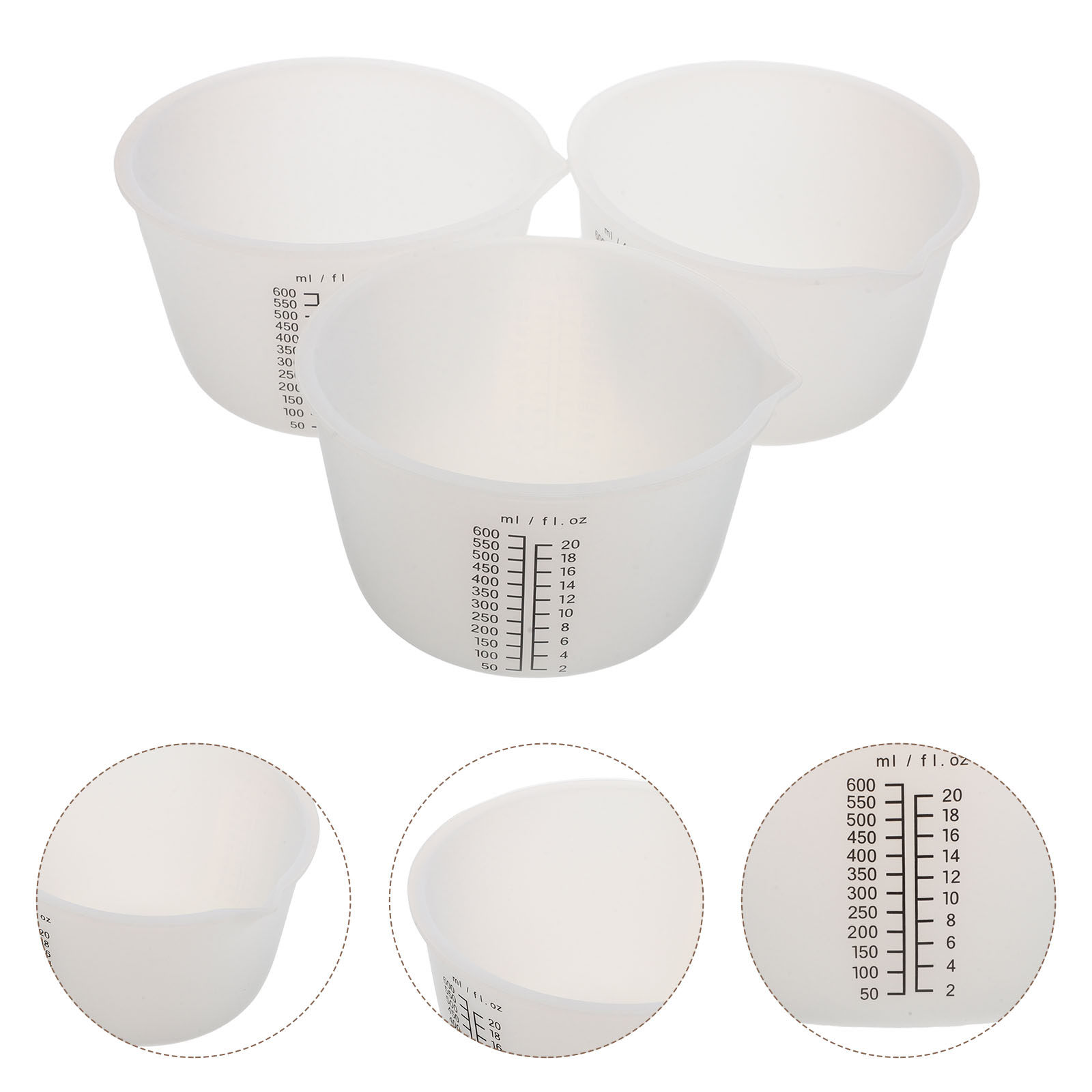 Mixing Cup Silicone - 3Pcs 실리콘 수지 주입 컵 600Ml