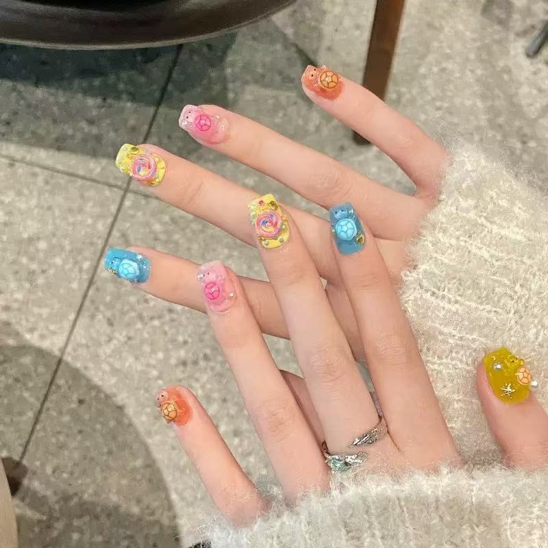 Resin Craft Material - 100개 미니 컬러풀 거북이 레진 참