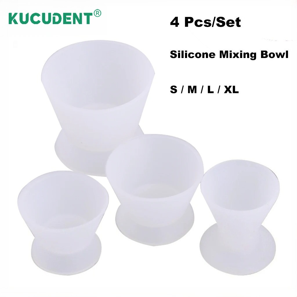 Mixing Cup Silicone - 4개/세트 치과용 실리콘 컵 유연한 자가