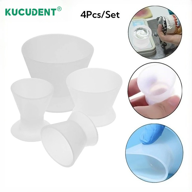 Mixing Cup Silicone - 4개/세트 치과용 실리콘 혼합컵 고무 혼합볼