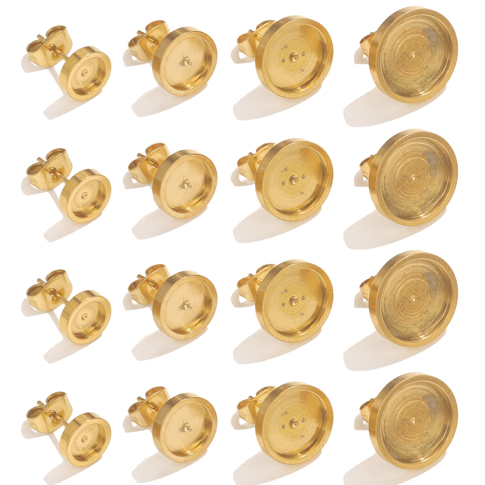 Resin Jewelry Kit - 10pcs 스테인레스 스틸 골드 귀걸이 스터드