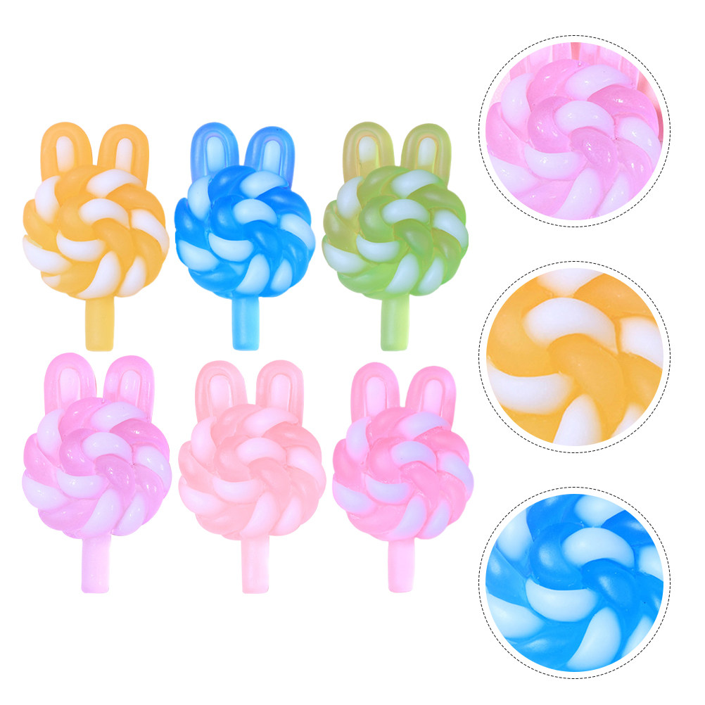 24Pcs 귀여운 만화 롤리팝 참 토끼 모양의 빛나는  - Resin Craft Material 리뷰 및 가격