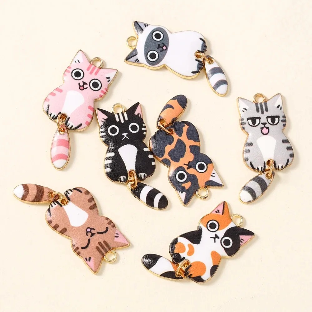 10Pcs 16×39mm 귀여운 만화 고양이 수지 참  - Resin Craft Material 리뷰 및 가격