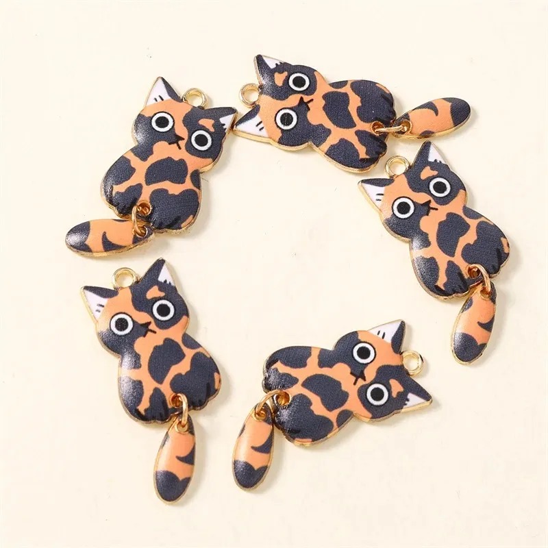 10Pcs 16×39mm 귀여운 만화 고양이 수지 참  - Resin Craft Material 리뷰 및 가격