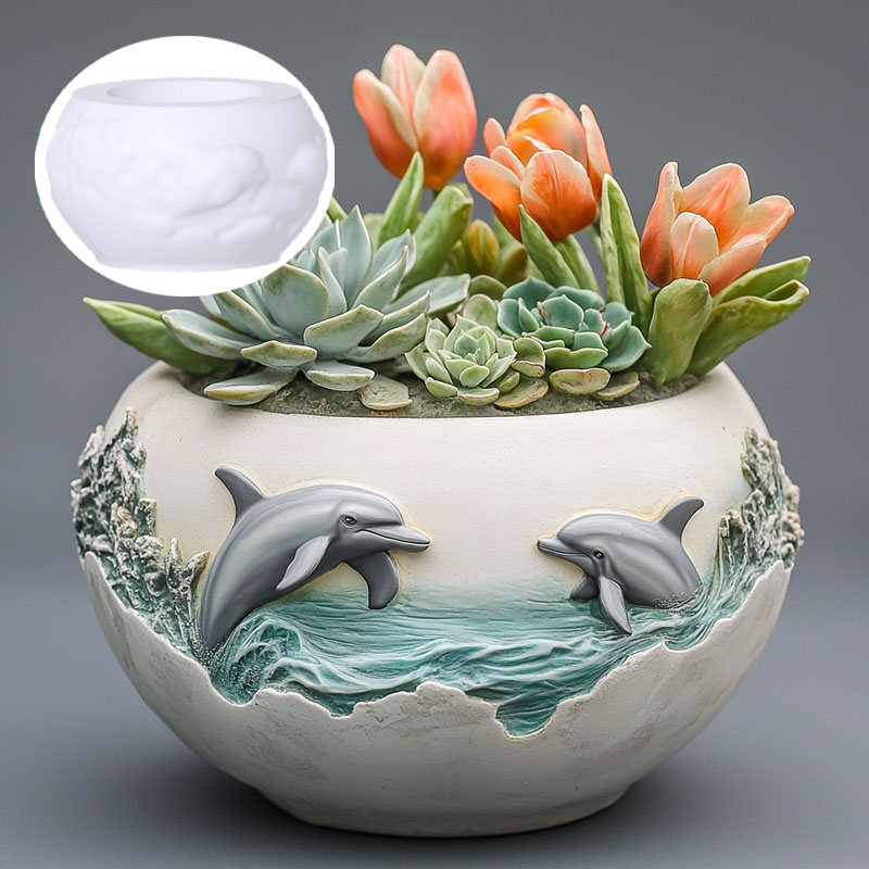 커플 돌고래 구호 즙이 많은 식물 화분 수지 실리콘 금 - Resin Ocean Wave Mold 리뷰 및 가격