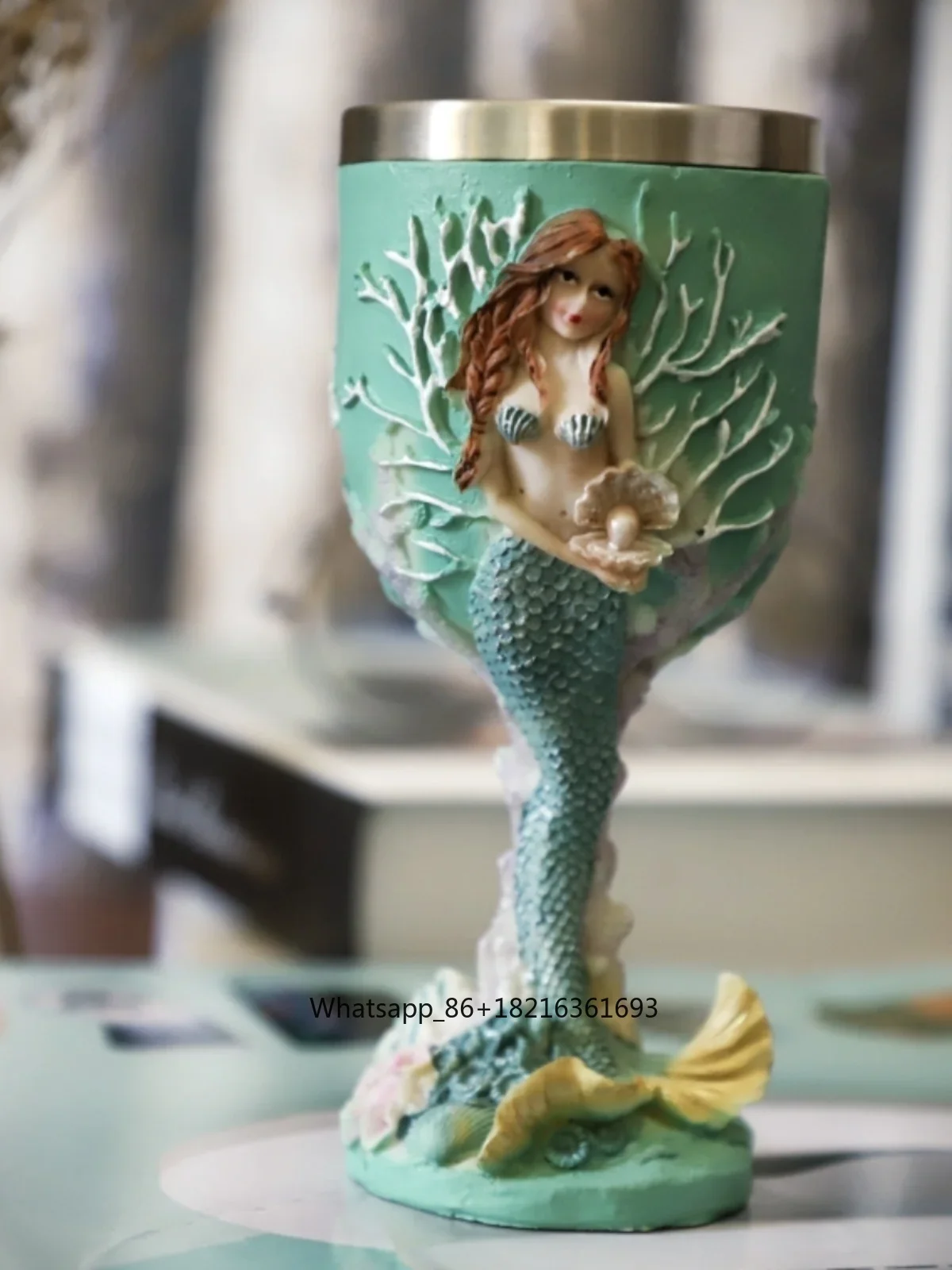 3D 조각 인어 손으로 그린 공예 고블릿 레진 창의적인 - Resin Crafts 리뷰 및 가격