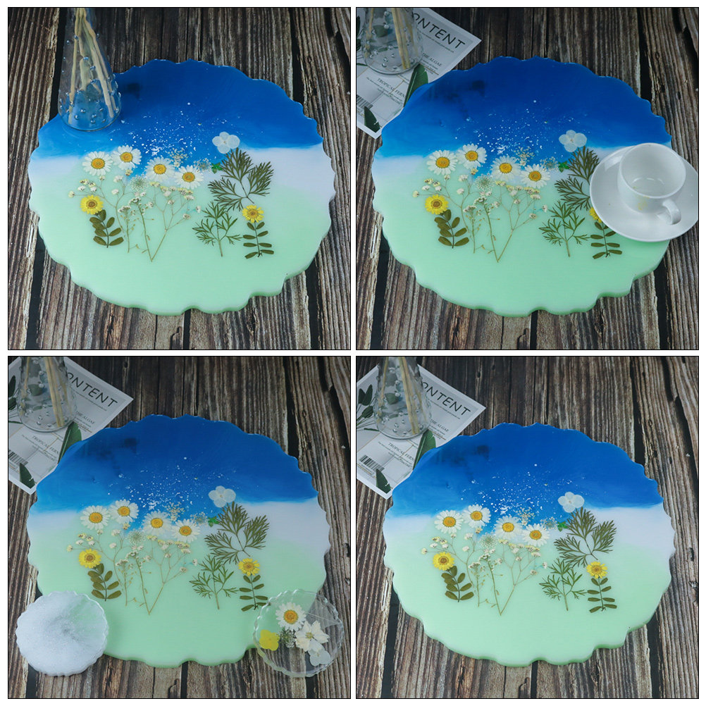 2Pcs 크리스탈 수지 실리콘 트레이 몰드 라운드 DI - Serving Tray Mold 리뷰 및 가격